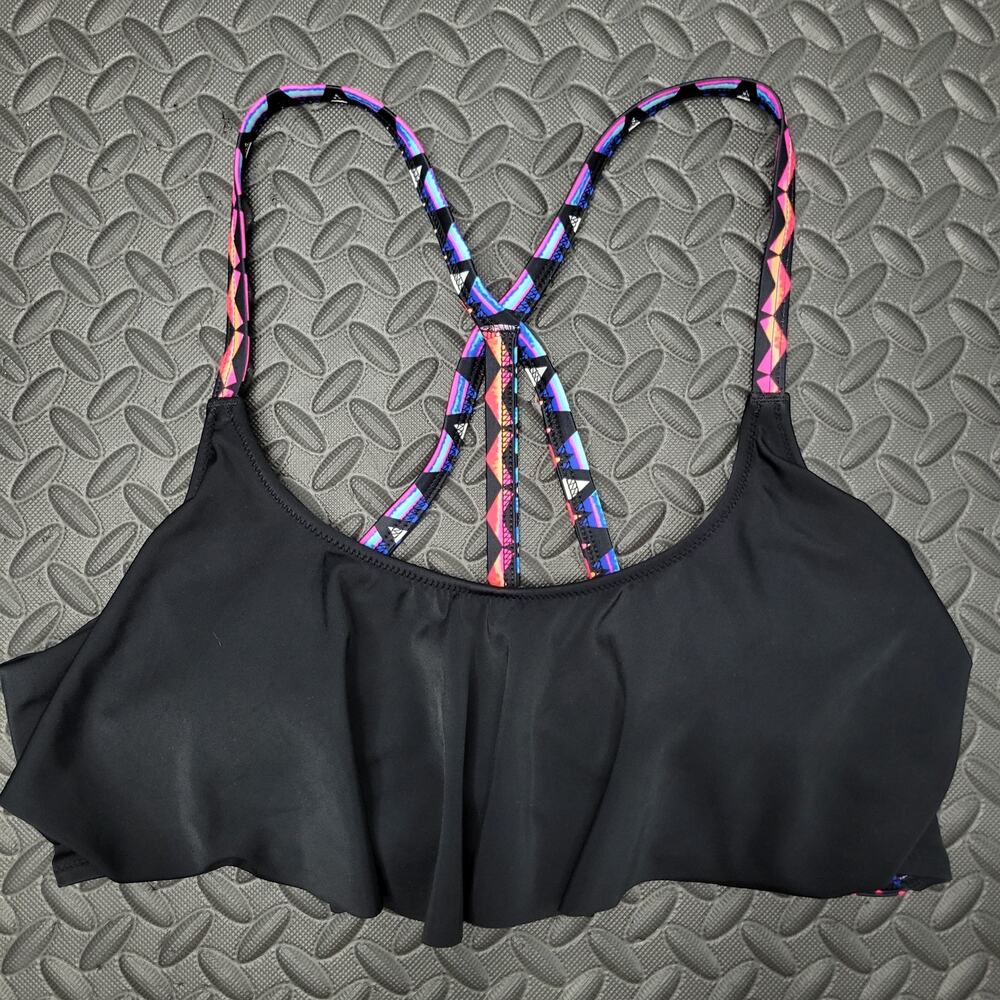 Victoria’s Secret PINK Bikini Top Large Black Strappy Back Multicolor Swim